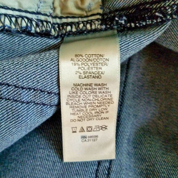 DKNY Jeans Women’s 14 Straight Cropped Blue Stonewash Stretch Denim 32x26 - Picture 5 of 5